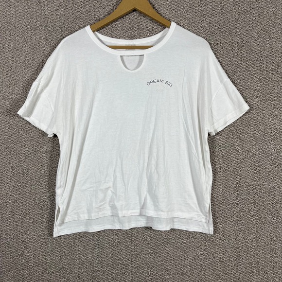 Calia By Carrie Underwood T Shirt Womens Large White Cropped Cut Out Graphic - Picture 1 of 12